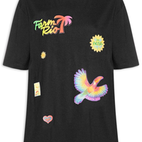Camiseta Feminina Ipanema Mix Patches - Preto
