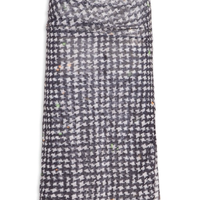 Saia Midi Tule Pied Poule - Preto