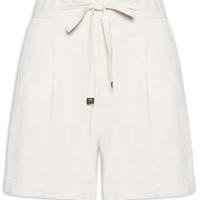 Short Feminino Amarração com Linho - Bege