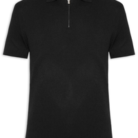 Polo Masculina Zíper Em Tricot - Preto