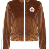 Jaqueta Feminina Sportswear Velour Track - Marrom