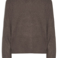 Suéter Feminino Tricot Oversized Gola Ribana - Marrom