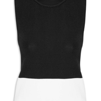 Regata Feminina Bicolor Em Tricot - Preto
