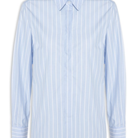 Camisa Feminina Tricoline Riscas Ampas - Azul
