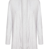 Cardigã Feminino Alongado Comfy Em Tricot - Cinza