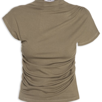 Blusa Feminina Drapeada Assimétrica - Bege