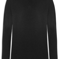 Camiseta Masculina Henley Ml Em Malha Th - Preto