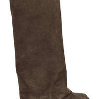 Bota Feminina Cano Alto Camurça- Marrom