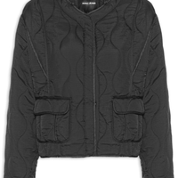 Jaqueta Feminina Nylon Matelasse Vivo Estampado - Preto