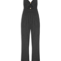 Macacão Feminino Fivelas Decote - Preto