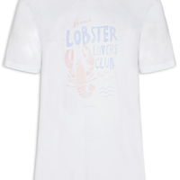 Camiseta Masculina Estampada Lobster Club - Branco