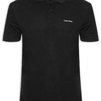 Polo Masculina Manga Curta Logo Silver Jersey - Preto