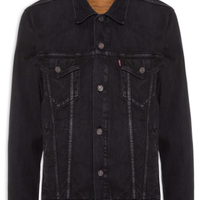 Jaqueta Jeans Masculina Relaxed Fit Trucker - Preto