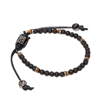 Pulseira Masculina Pedra Vulcânica E Olho De Tigre - Preto