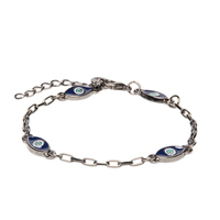 Pulseira Masculina Corrente Olho Grego - Cinza