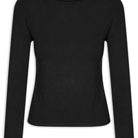 Blusa Feminina Gola Alta Manga Longa - Preto
