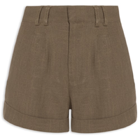 Short Feminino Alfaiataria Bolso Frontal - Marrom