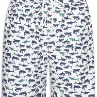 Short Masculino Beachwear Estampa Tubarão - Branco