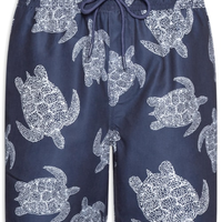 Short Masculino Beachwear Estampa Tartaruga - Azul