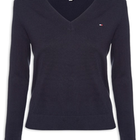 Suéter Feminino Co Jersey Stitch V - Azul