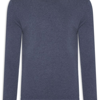 Suéter Masculino Básico Gola Careca Em Tricot - Azul