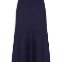 Saia Midi Com Blend De Lã E Cashmere - Azul