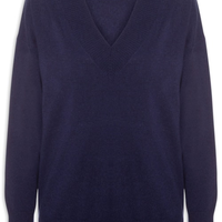 Suéter Feminino Gola V Com Blend De Lã E Cashmere - Azul