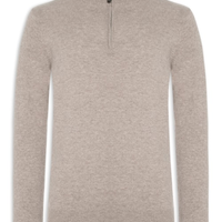 Suéter Masculino Puro Cashmere Detalhe Zíper - Bege