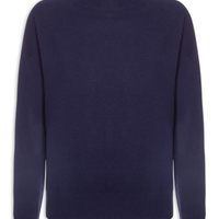 Suéter Feminino Gola Alta Com Blend De Lã E Cashmere - Azul