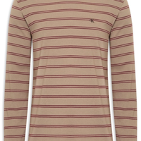 Camiseta Masculina Manga Longa Malhão Listrado - Bege