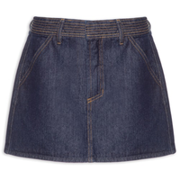 Saia Jeans Cós Pesponto - Azul
