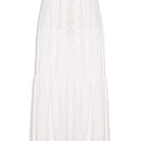 Saia Longa Algodão Com Renda - Branco
