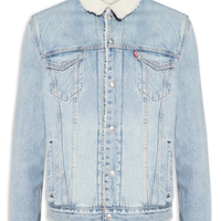 Jaqueta Jeans Masculina Type 3 Sherpa Trucker Azul