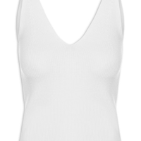 Regata Feminina Tricot Decote V Branco