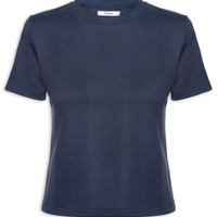Camiseta Feminina Básica Em Malha - Azul