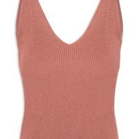 Regata Feminina Tricot Decote V Bege