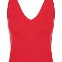 Regata Feminina Tricot Decote V Vermelho
