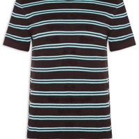 Camiseta Masculina Manga Curta Tricot Listra Urca - Marrom
