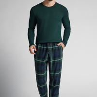 Calça Xadrez Em Algodão Soft - Azul