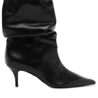 Bota Feminina Couro Salto Baixo Slouchy - Preto