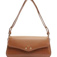Bolsa Feminina Tiracolo Média Croco - Marrom