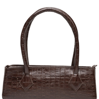 Bolsa Feminina Baguete Em Couro Croco - Marrom