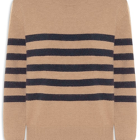 Suéter Listrado Feminino Em Tricot - Marrom