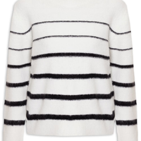 Suéter Feminino Listrado Em Tricot - Off White