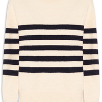 Suéter Listrado Feminino Em Tricot - Bege
