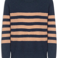 Suéter Listrado Feminino Em Tricot - Azul