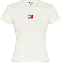 Camiseta Feminina Manga Curta Slim Badge Rib Tee - Off White