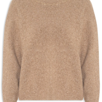 Suéter Feminino Em Tricot Com Detalhe Corrente - Marrom