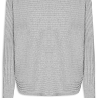 Suéter Feminino Tricot Oversized Texturizado - Cinza
