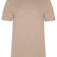 Camiseta Masculina Logo Bordado Manga - Bege